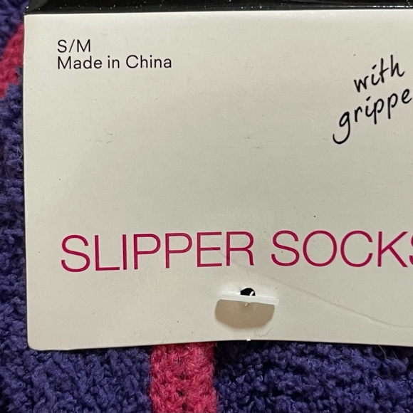GMA Accessories Purple & Pink Slipper Socks with Grippers, Size S/M or M/L - Picture 4 of 4